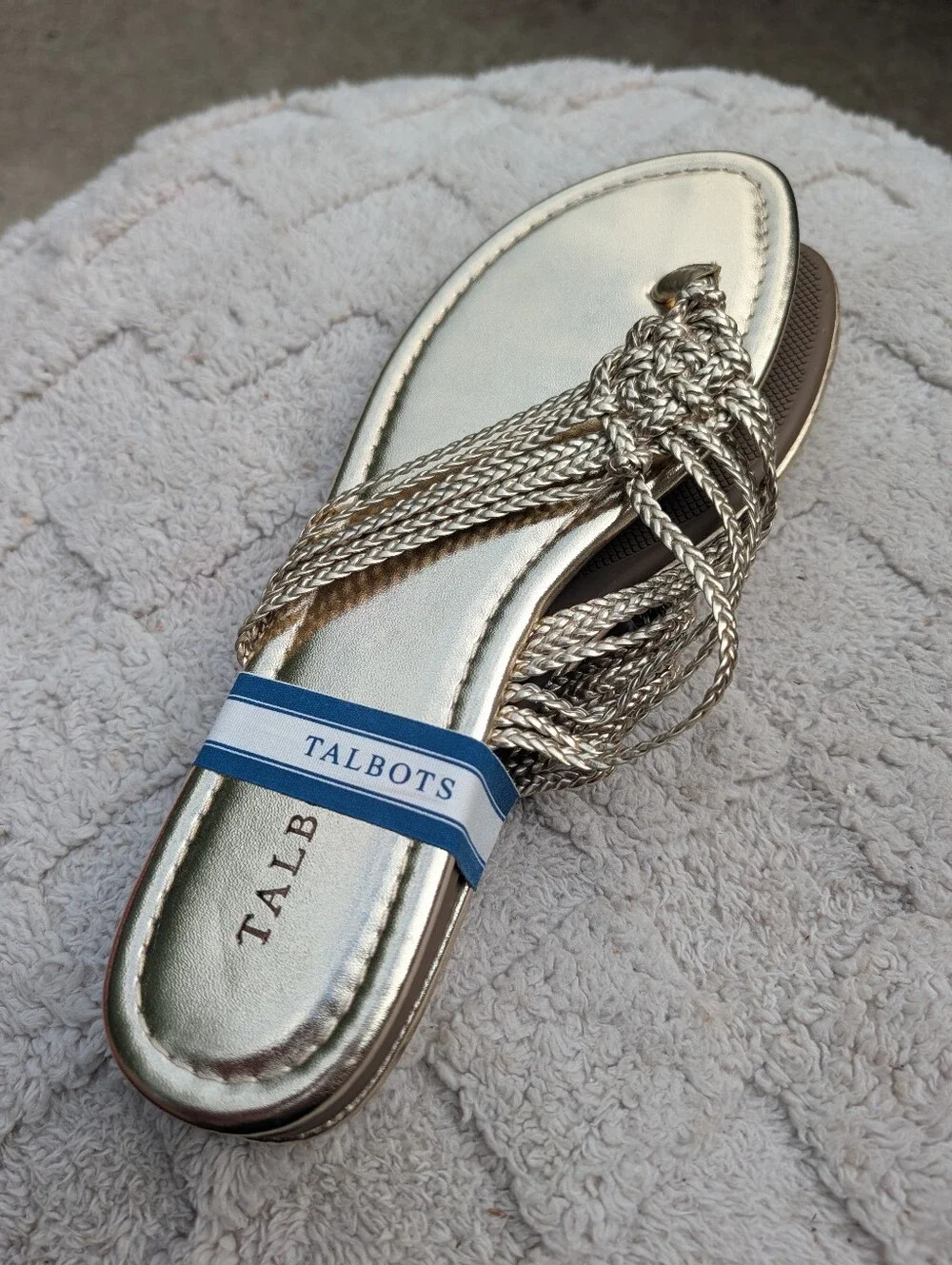 Talbots Braided Metallic Gold Slide Sandals Size 8
